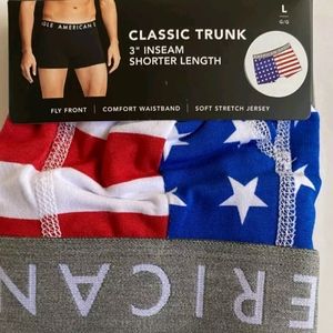American Eagle AE Mens Trunk 3" American Flag Red White Blue Stars Stripes